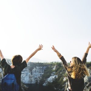 Young Women Travel Together Concept